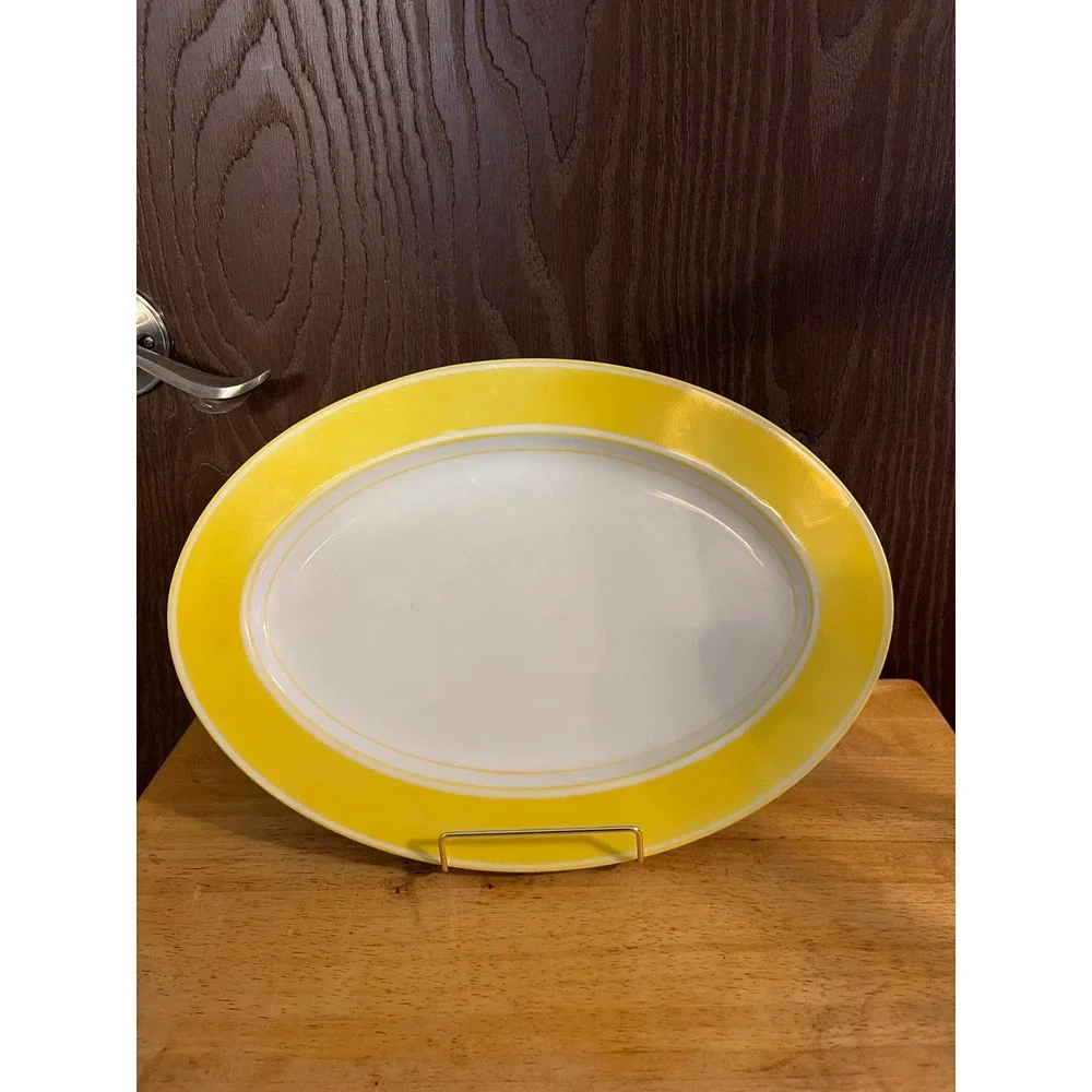 Fitz and Floyd Serving Platter 14in Yellow Excellent Vintage 1975 Oval